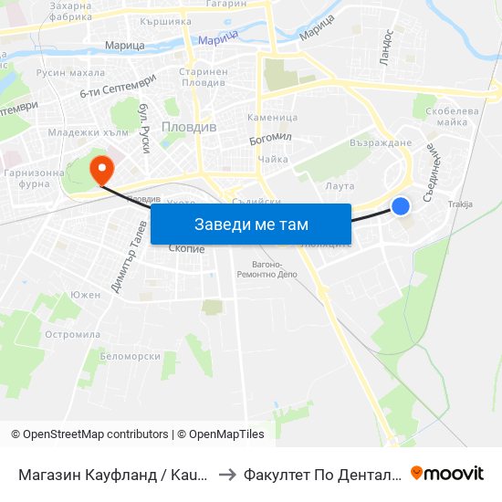 Магазин Кауфланд / Kaufland Store (391) to Факултет По Дентална Медицина map