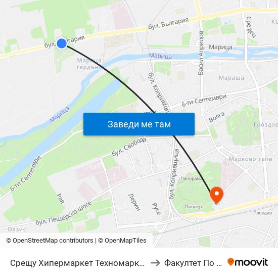 Срещу Хипермаркет Техномаркет / Opposite Technomarket Hypermarket (337) to Факултет По Дентална Медицина map