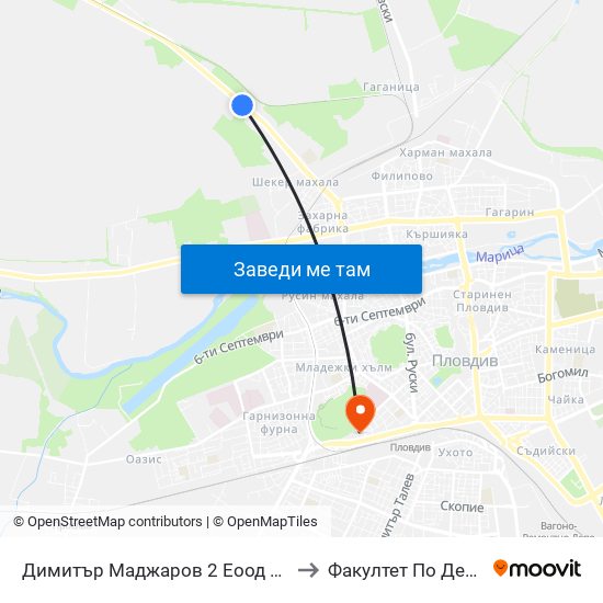 Димитър Маджаров 2 Еоод / Dimitar Madjarov 2 Ltd (474) to Факултет По Дентална Медицина map