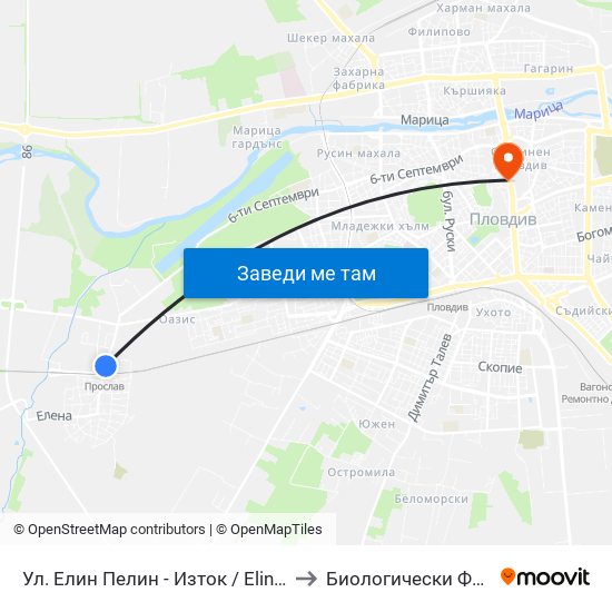 Ул. Елин Пелин - Изток / Elin Pelin St. - East (415) to Биологически Факултет На Пу map