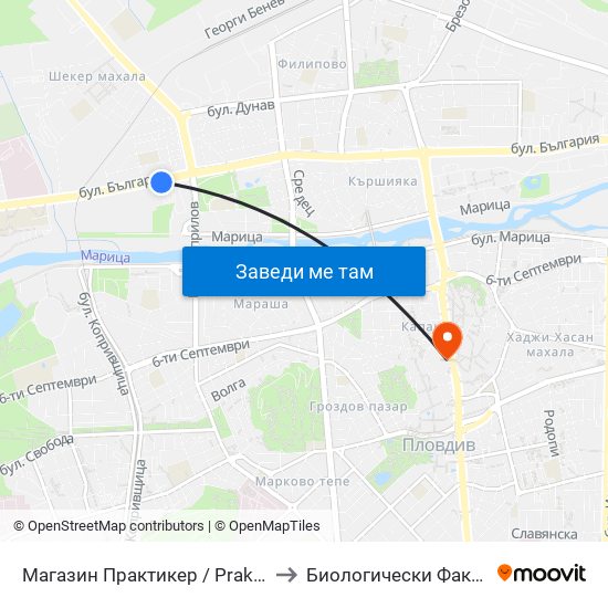 Магазин Практикер / Praktiker Store (97) to Биологически Факултет На Пу map