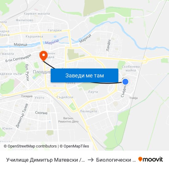 Училище Димитър Матевски / Dimitar Matevski School (112) to Биологически Факултет На Пу map