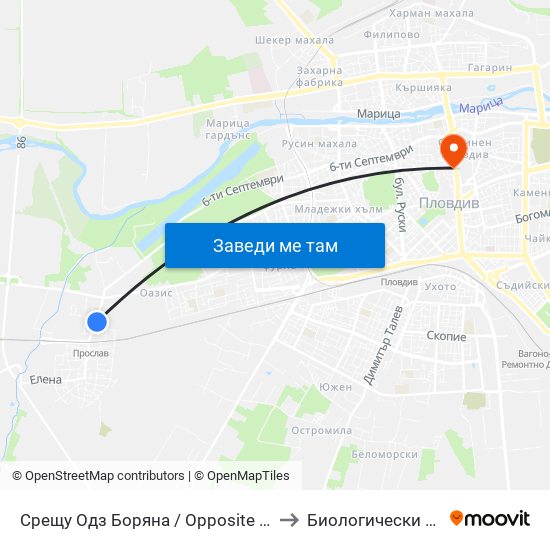 Срещу Одз Боряна / Opposite Boryana Kindergarten (147) to Биологически Факултет На Пу map