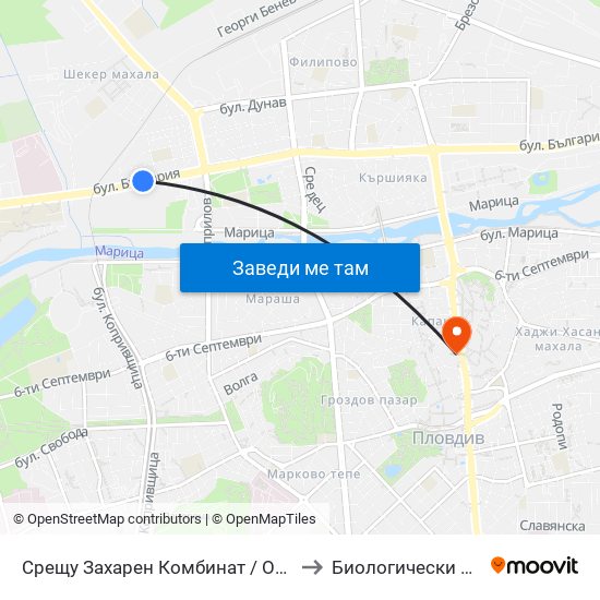 Срещу Захарен Комбинат / Opposite Sugar Factory (93) to Биологически Факултет На Пу map
