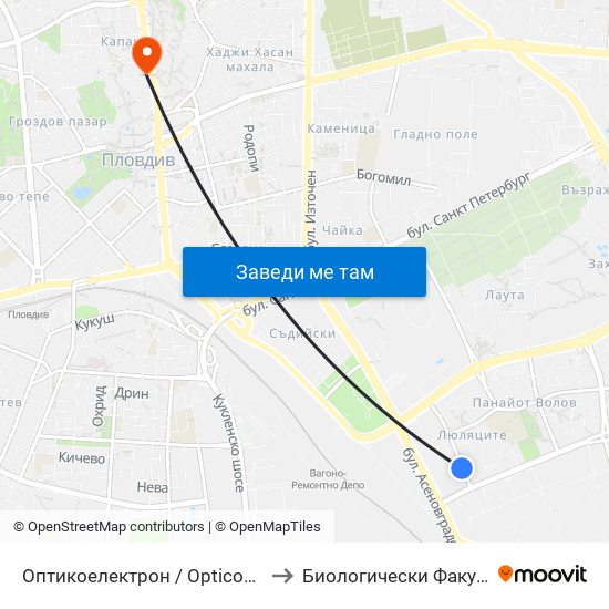 Оптикоелектрон / Opticoelectron (421) to Биологически Факултет На Пу map