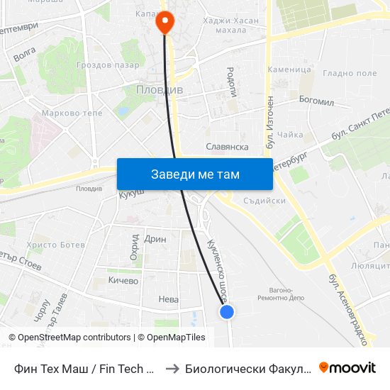 Фин Тех Маш / Fin Tech Mash (324) to Биологически Факултет На Пу map