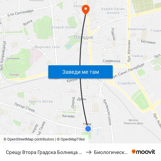 Срещу Втора Градска Болница / Opposite Second City Hospital (67) to Биологически Факултет На Пу map