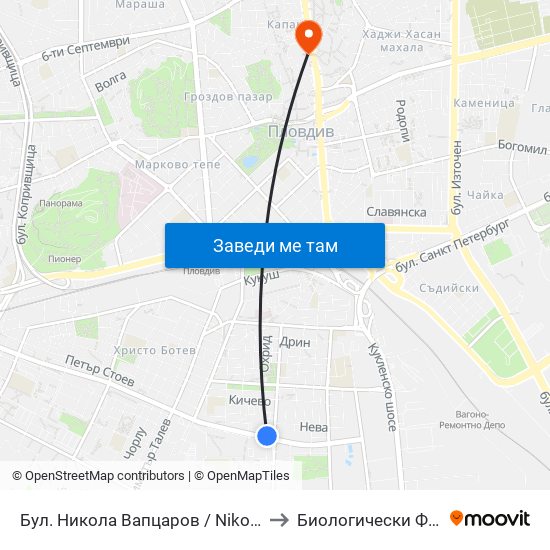 Бул. Никола Вапцаров / Nikola Vaptsarov Blvd. (68) to Биологически Факултет На Пу map