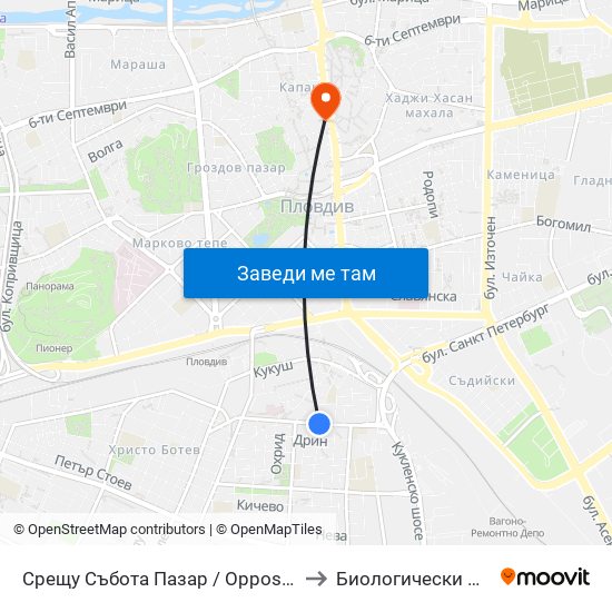 Срещу Събота Пазар / Opposite Saturday Market(381) to Биологически Факултет На Пу map