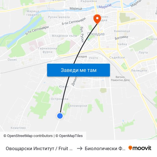 Овощарски Институт / Fruit Growing Institute (196) to Биологически Факултет На Пу map