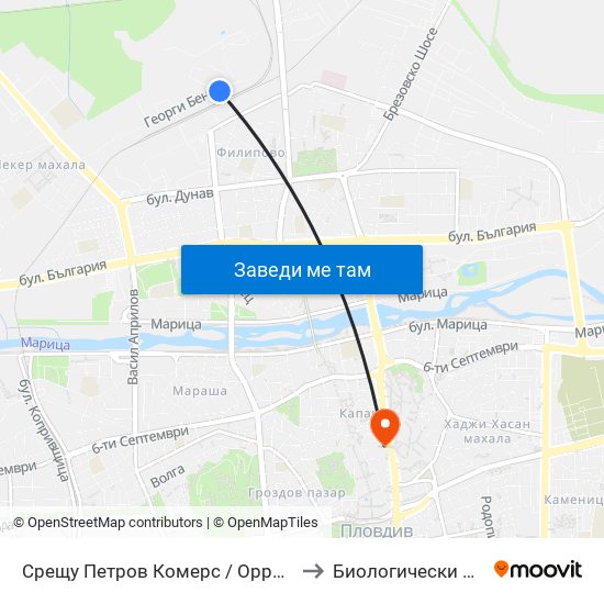 Срещу Петров Комерс / Opposite Petrov Komers (455) to Биологически Факултет На Пу map