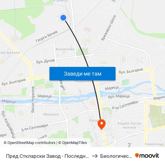 Пред Сткларски Завод - Последна / In Front Of Glass Factory - Last Stop (1017) to Биологически Факултет На Пу map