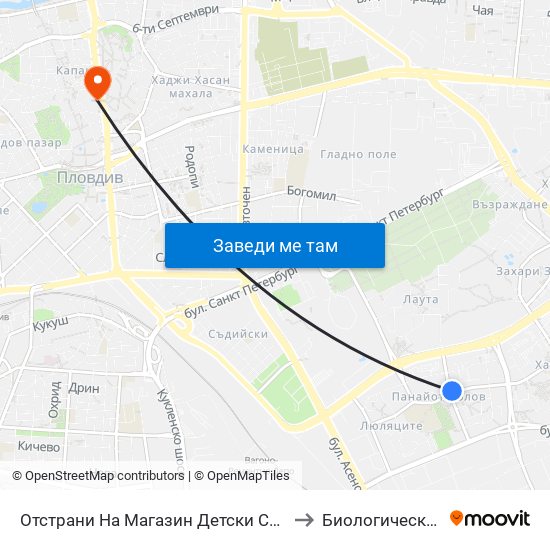 Отстрани На Магазин Детски Свят / Side by Detski Svyat Store (255) to Биологически Факултет На Пу map