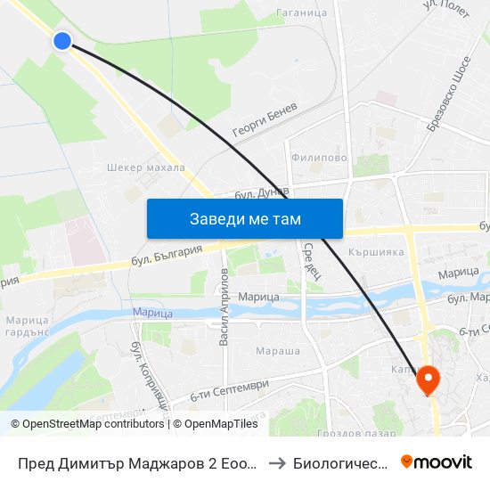 Пред Димитър Маджаров 2 Еоод / In Front Of Dimitar Madjarov 2 Ltd (473) to Биологически Факултет На Пу map