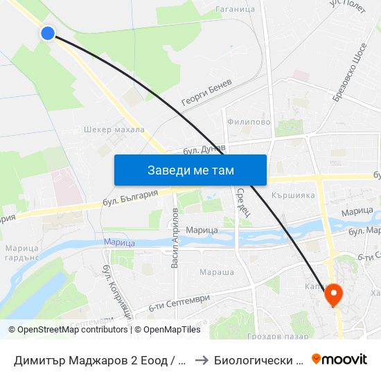 Димитър Маджаров 2 Еоод / Dimitar Madjarov 2 Ltd (474) to Биологически Факултет На Пу map