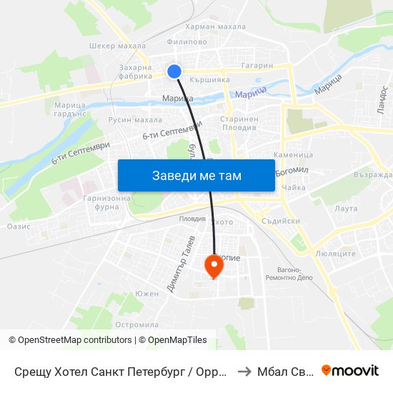 Срещу Хотел Санкт Петербург / Opposite Saint Petersburg Hotel (91) to Мбал Св. Каридад map