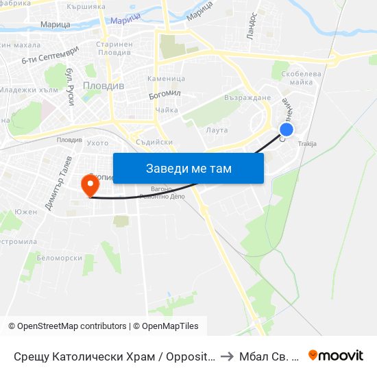 Срещу Католически Храм / Opposite Catholic Church (111) to Мбал Св. Каридад map