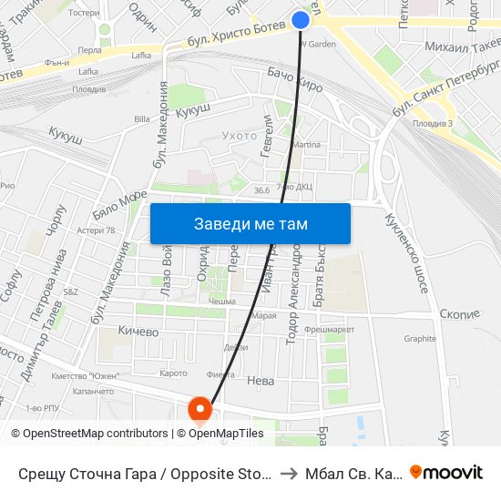 Срещу Сточна Гара / Opposite Stochna Gara (14) to Мбал Св. Каридад map