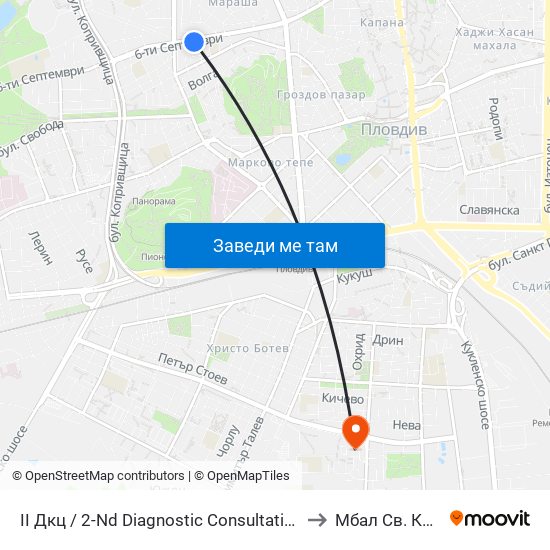 II Дкц / 2-Nd Diagnostic Consultative Center (116) to Мбал Св. Каридад map