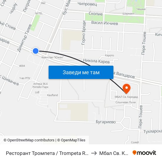 Ресторант Тромпета / Trompeta Restaurant (326) to Мбал Св. Каридад map