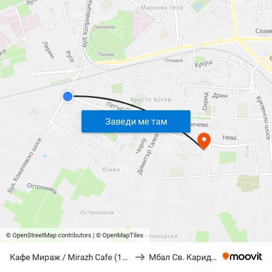 Кафе Мираж / Mirazh Cafe (191) to Мбал Св. Каридад map