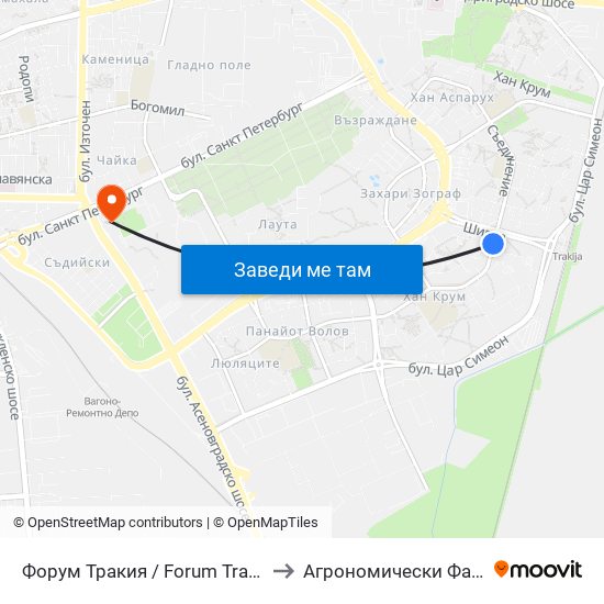 Форум Тракия / Forum Trakiya (78) to Агрономически Факултет map