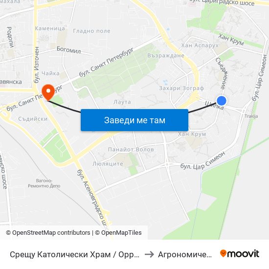 Срещу Католически Храм / Opposite Catholic Church (111) to Агрономически Факултет map