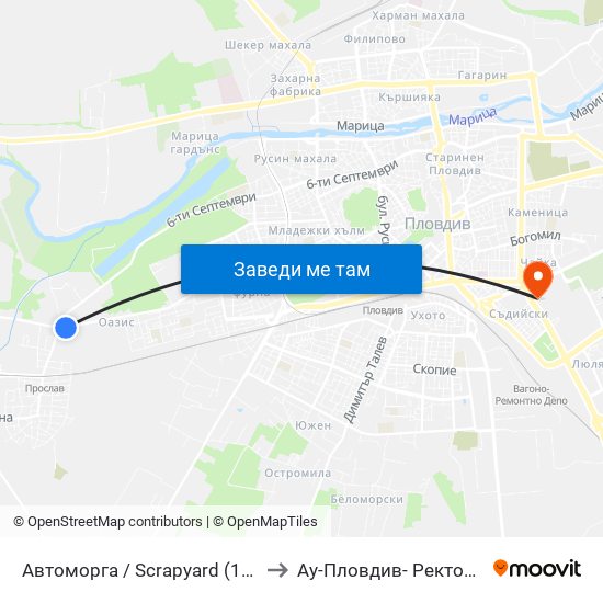 Автоморга / Scrapyard (148) to Ау-Пловдив- Ректорат map