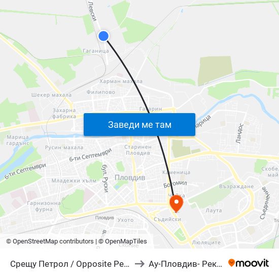 Срещу Петрол / Opposite Petrol (54) to Ау-Пловдив- Ректорат map