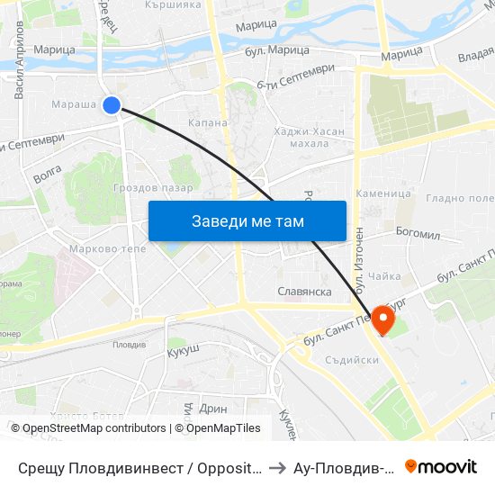 Срещу Пловдивинвест / Opposite Plovdivinvest (274) to Ау-Пловдив- Ректорат map
