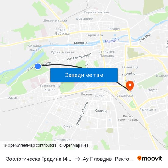Зоологическа Градина (471) to Ау-Пловдив- Ректорат map