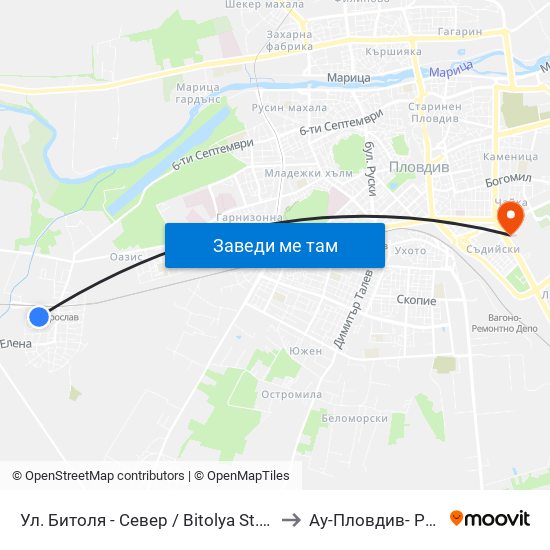 Ул. Битоля - Север / Bitolya St. - North (146) to Ау-Пловдив- Ректорат map
