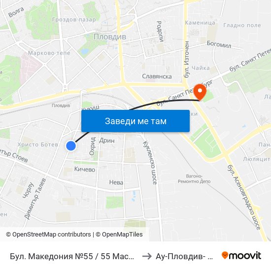 Бул. Македония №55 / 55 Macedonia Blvd. (41) to Ау-Пловдив- Ректорат map