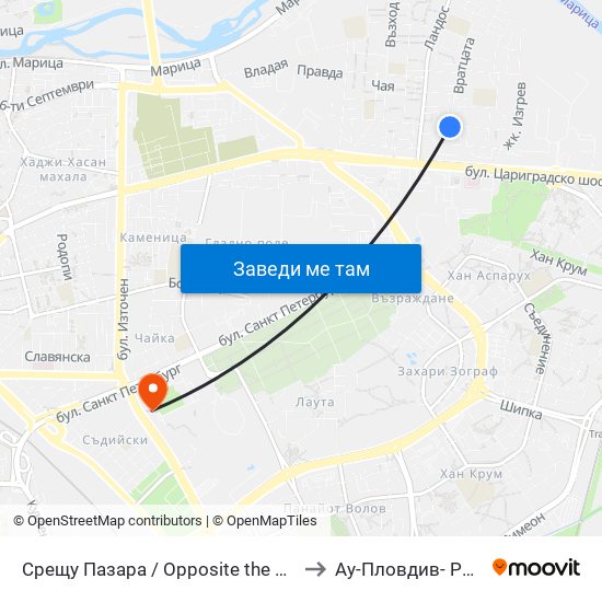 Срещу Пазара / Opposite the Market (131) to Ау-Пловдив- Ректорат map