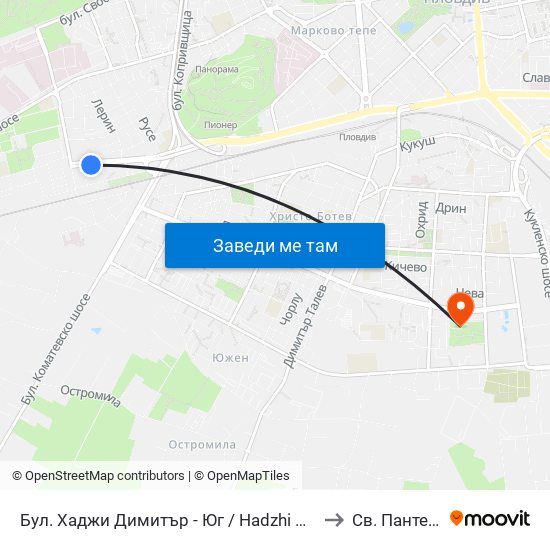 Бул. Хаджи Димитър - Юг / Hadzhi Dimitar St - South (307) to Св. Пантелеймон map