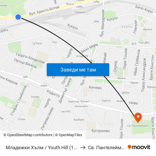 Младежки Хълм / Youth Hill (190) to Св. Пантелеймон map