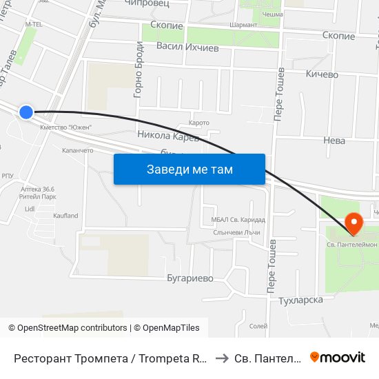 Ресторант Тромпета / Trompeta Restaurant (326) to Св. Пантелеймон map