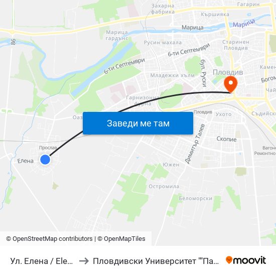 Ул. Елена / Elena St. (486) to Пловдивски Университет ""Паисий Хилендарски"" map
