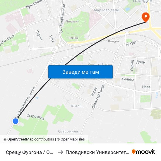 Срещу Фургона / Opposite Furgona (31) to Пловдивски Университет ""Паисий Хилендарски"" map