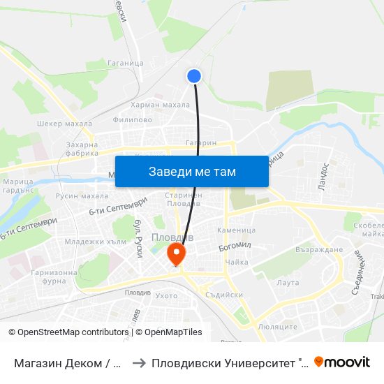 Магазин Деком / Dekom Store (267) to Пловдивски Университет ""Паисий Хилендарски"" map