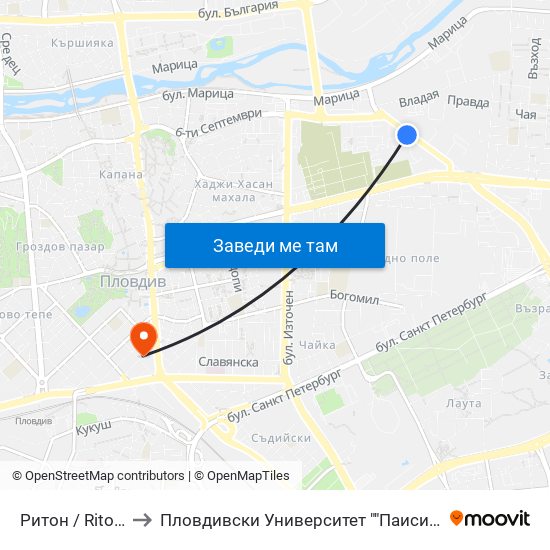 Ритон / Riton (158) to Пловдивски Университет ""Паисий Хилендарски"" map