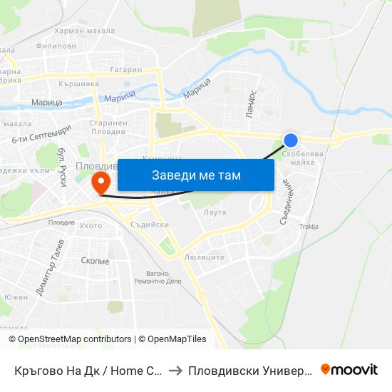 Кръгово На Дк / Home Construction Plant Roundabout (349) to Пловдивски Университет ""Паисий Хилендарски"" map