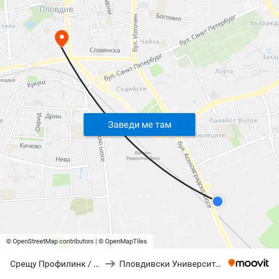 Срещу Профилинк / Opposite Profilink (419) to Пловдивски Университет ""Паисий Хилендарски"" map