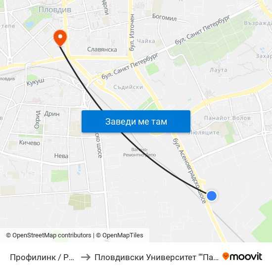 Профилинк / Profilink (418) to Пловдивски Университет ""Паисий Хилендарски"" map
