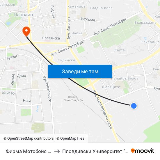 Фирма Мотобойс / Motoboys (331) to Пловдивски Университет ""Паисий Хилендарски"" map