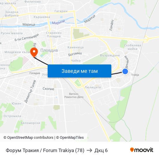 Форум Тракия / Forum Trakiya (78) to Дкц 6 map