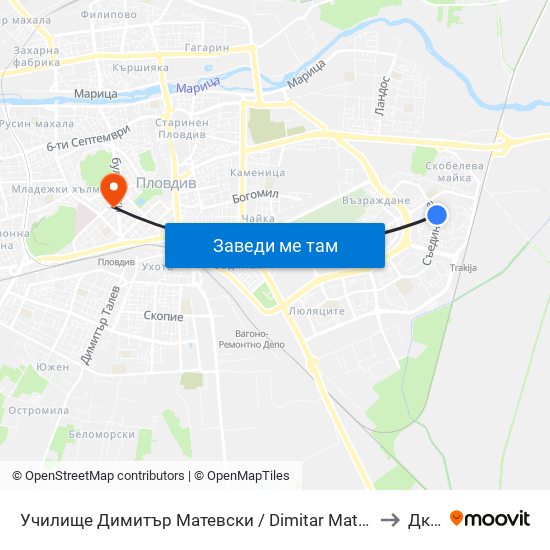 Училище Димитър Матевски / Dimitar Matevski School (112) to Дкц 6 map