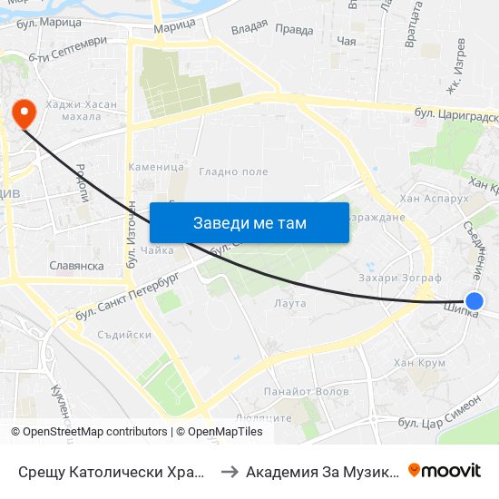 Срещу Католически Храм / Opposite Catholic Church (111) to Академия За Музикално И Танцово Изкуство map