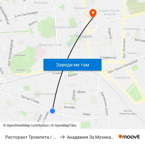 Ресторант Тромпета / Trompeta Restaurant (326) to Академия За Музикално И Танцово Изкуство map