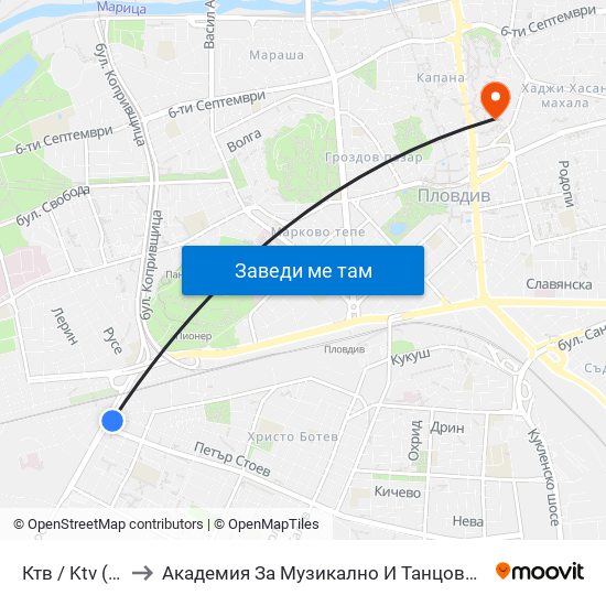 Ктв / Ktv (202) to Академия За Музикално И Танцово Изкуство map